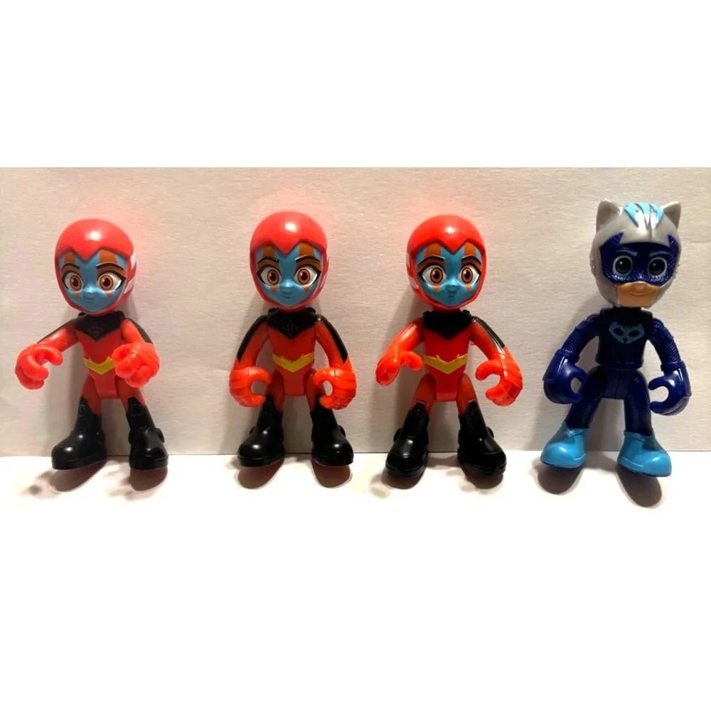 Lot of 4 PJ Masks Mini Action Figures (1) Blue Catboy & (3)‎ Red Owlettes